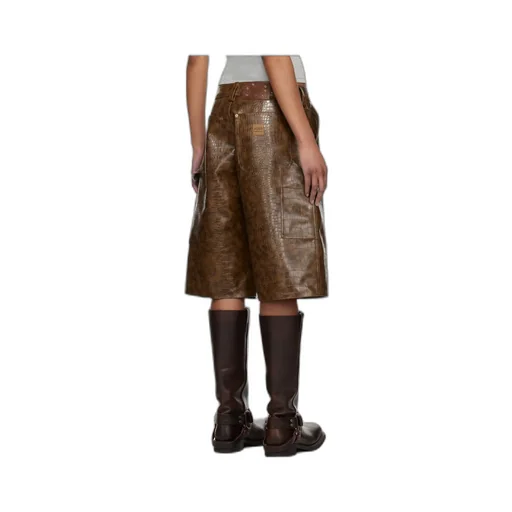 Double Knee Faux-Leather Shorts