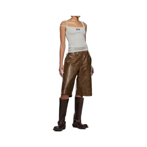 Double Knee Faux-Leather Shorts