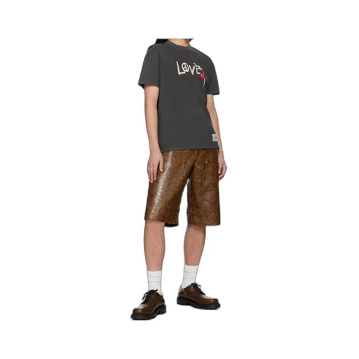 Double Knee Faux-Leather Shorts