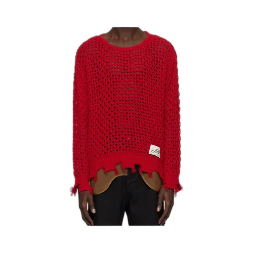 Open-Knit Frayed Sweater