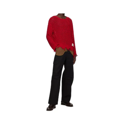 Open-Knit Frayed Sweater