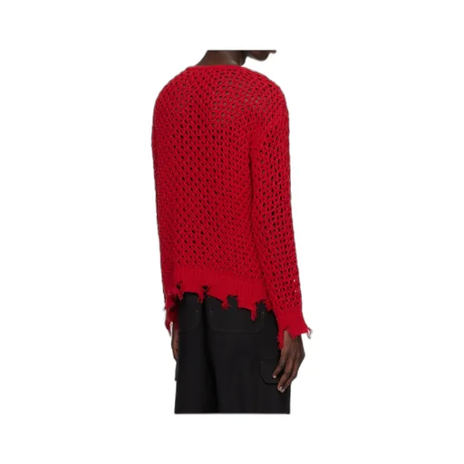 Open-Knit Frayed Sweater