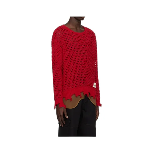 Open-Knit Frayed Sweater