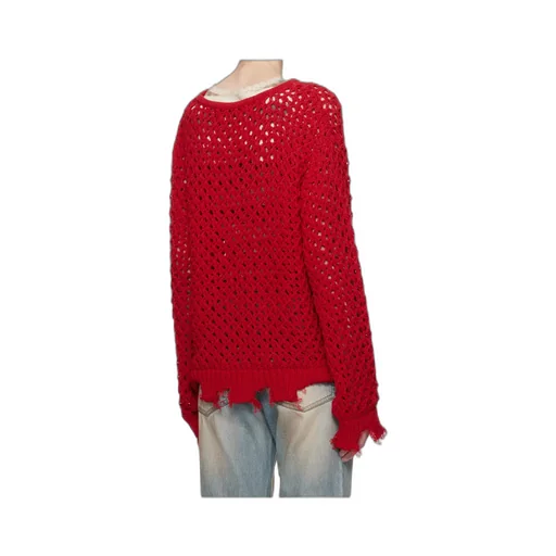 Open-Knit Frayed Sweater