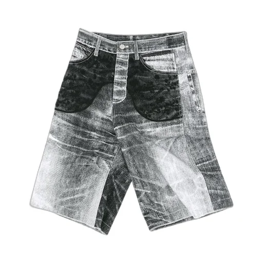 Lace-Panel Denim Shorts
