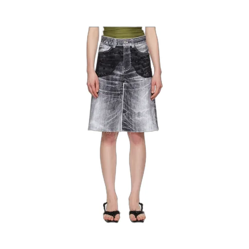 Lace-Panel Denim Shorts