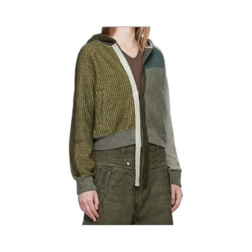 Colorblock Knit Zip-Up Hoodie
