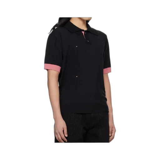 Distressed Ribbed-Trims Polo Shirt