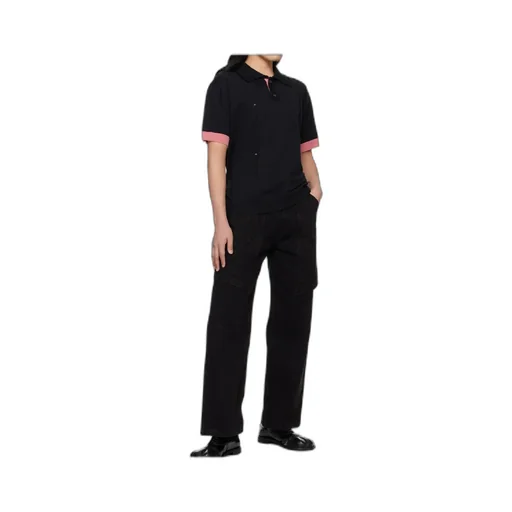Distressed Ribbed-Trims Polo Shirt