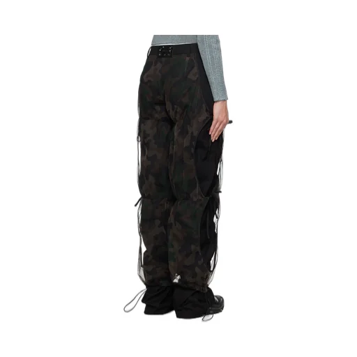 Camouflage Mesh Layered Tying Trousers
