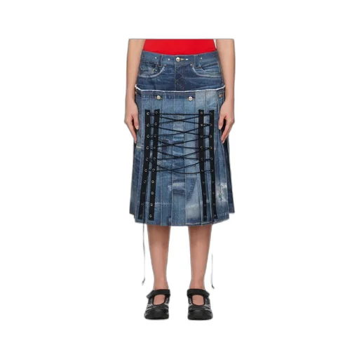Straddle Denim Skirt