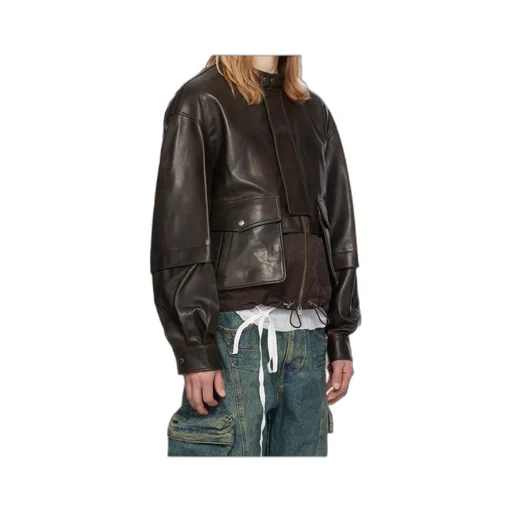 Long-Sleeved Leather Jacket