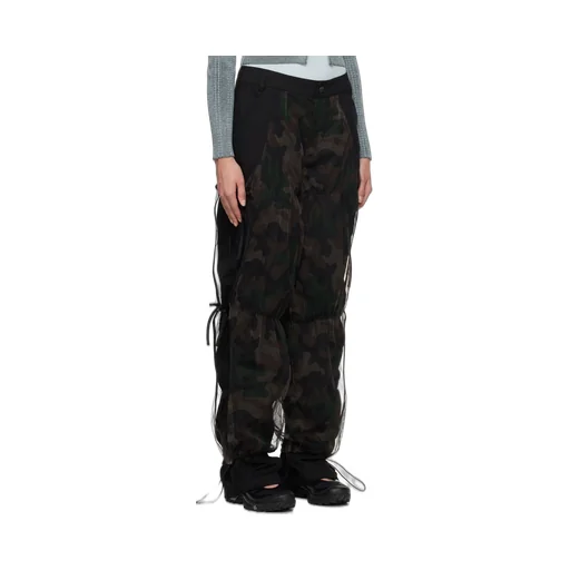 Camouflage Mesh Layered Tying Trousers