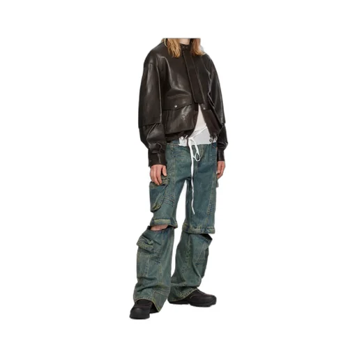 Long-Sleeved Leather Jacket