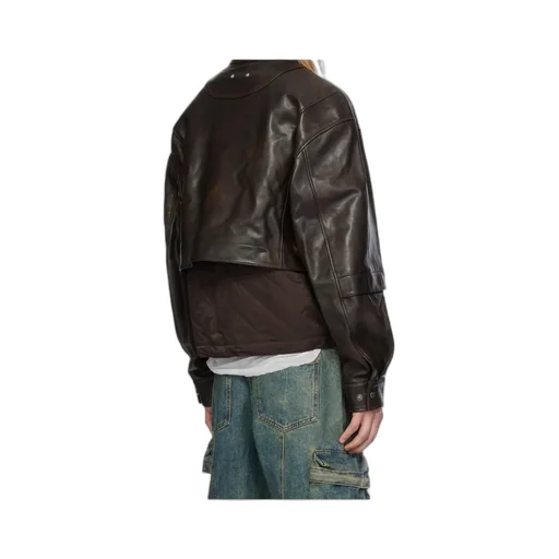 Long-Sleeved Leather Jacket