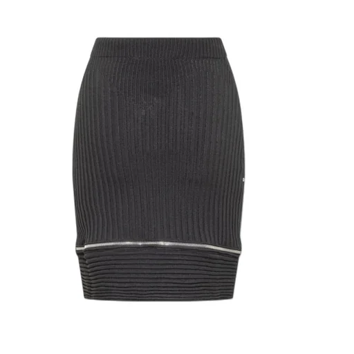 Zip-Detail Cut-Out Detailed Knitted Skirt