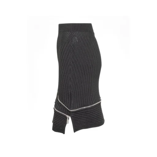 Zip-Detail Cut-Out Detailed Knitted Skirt