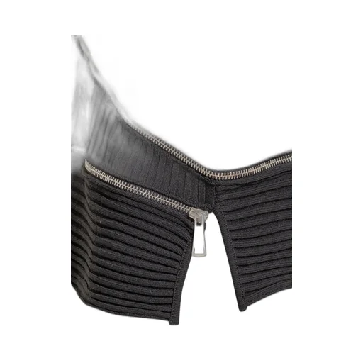 Zip-Detail Cut-Out Detailed Knitted Skirt