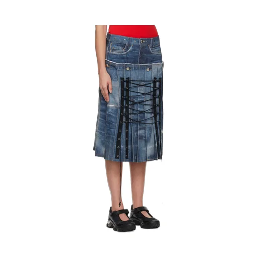 Straddle Denim Skirt