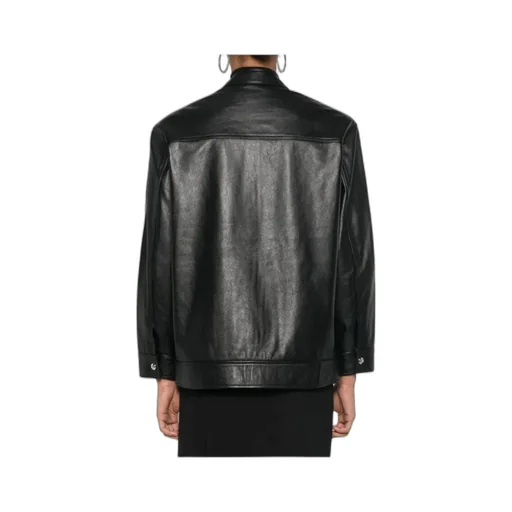 Long-Sleeved Zipper Leather Jacket