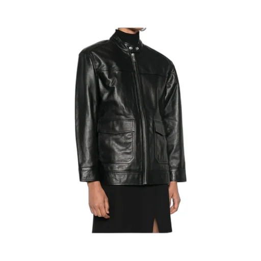 Long-Sleeved Zipper Leather Jacket