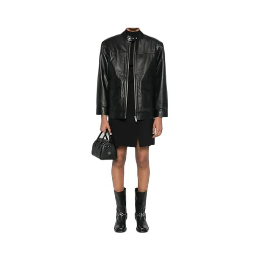 Long-Sleeved Zipper Leather Jacket