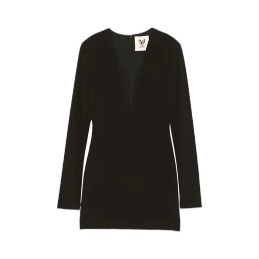 Deep V-Neck Long-Sleeved Dress