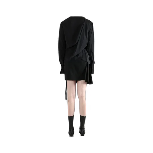 Hildegonde Draped Long Sleeve Wrap Top