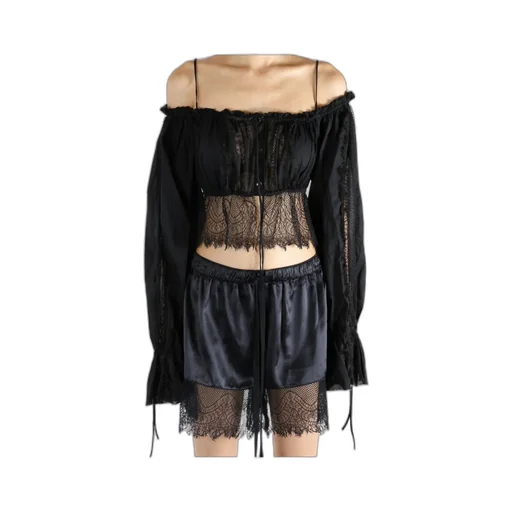 Jorunn Distressed Lace Crop Top