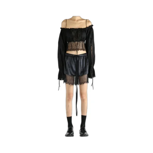 Jorunn Distressed Lace Crop Top