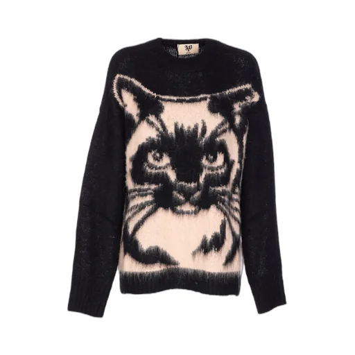 Embroidered Cat Crewneck Sweater