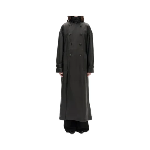Double-Breasted Leather Coat