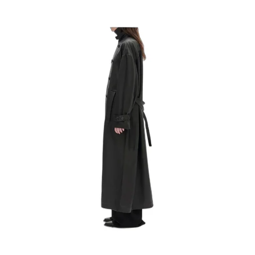 Double-Breasted Leather Coat