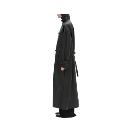 Double-Breasted Leather Coat