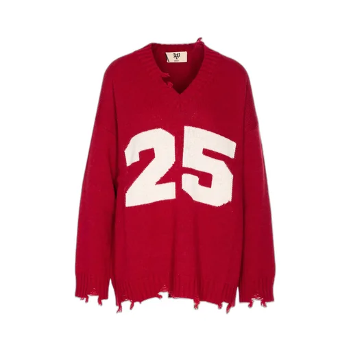 Distressed V-Neck Knitwear