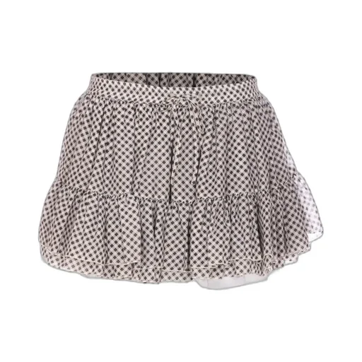 Checkered Tiered Mini Skirt