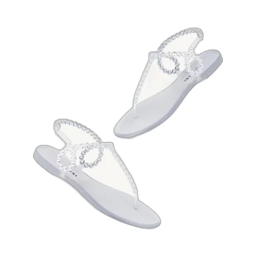 Almost Bare Embellished Jelly Flat Sandals