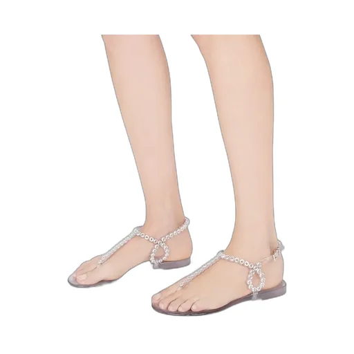 Almost Bare Embellished Jelly Flat Sandals