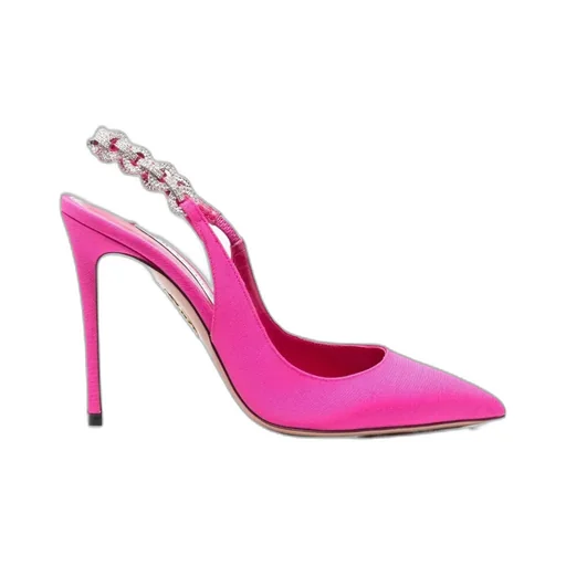 Slingback Pumps With Crystal Chain
