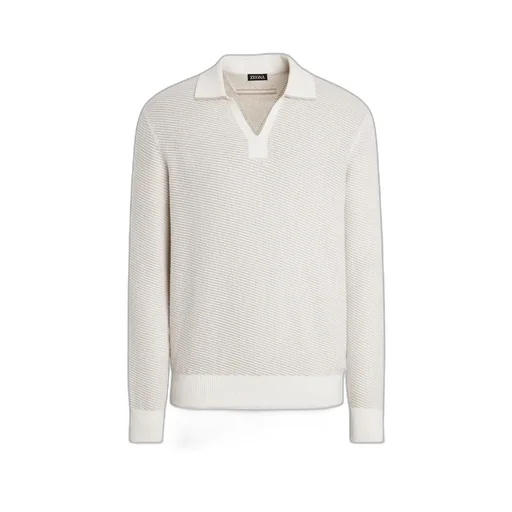 Long-Sleeved Knitted Polo Shirt
