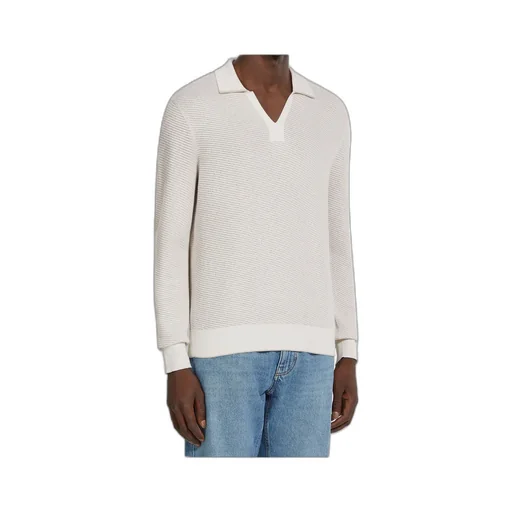 Long-Sleeved Knitted Polo Shirt