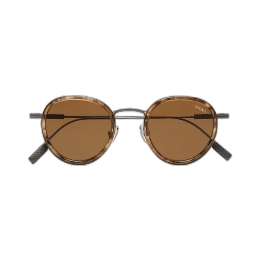 Striped Havana Titanium And Acetate Sunglasses