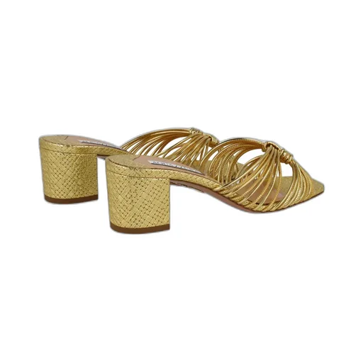 60Mm Knot-Detail Metallic Mules