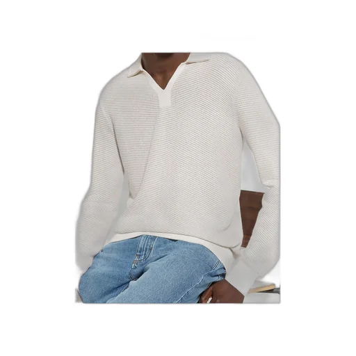 Long-Sleeved Knitted Polo Shirt