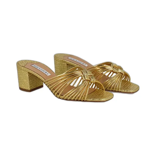 60Mm Knot-Detail Metallic Mules
