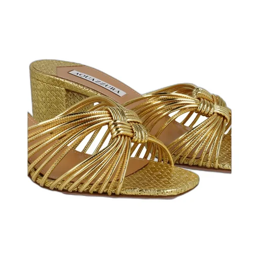 60Mm Knot-Detail Metallic Mules