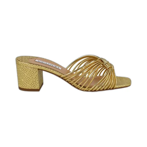 60Mm Knot-Detail Metallic Mules