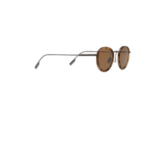 Striped Havana Titanium And Acetate Sunglasses