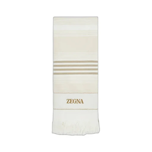 Logo Striped Beach Towel