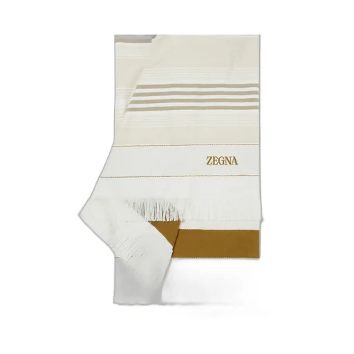 Logo Striped Beach Towel